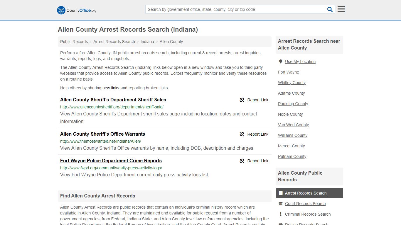 Arrest Records Search - Allen County, IN (Arrests & Mugshots)