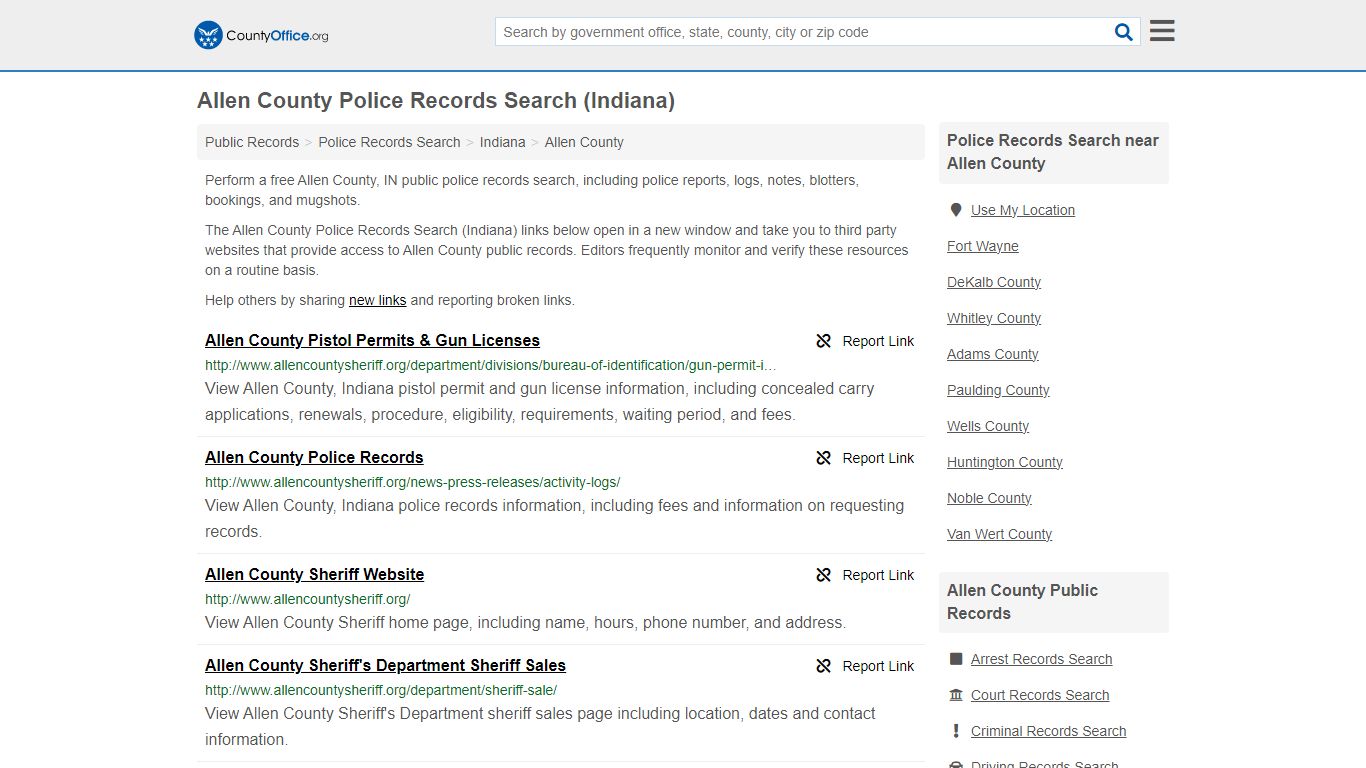 Police Records Search - Allen County, IN (Accidents & Arrest Records)