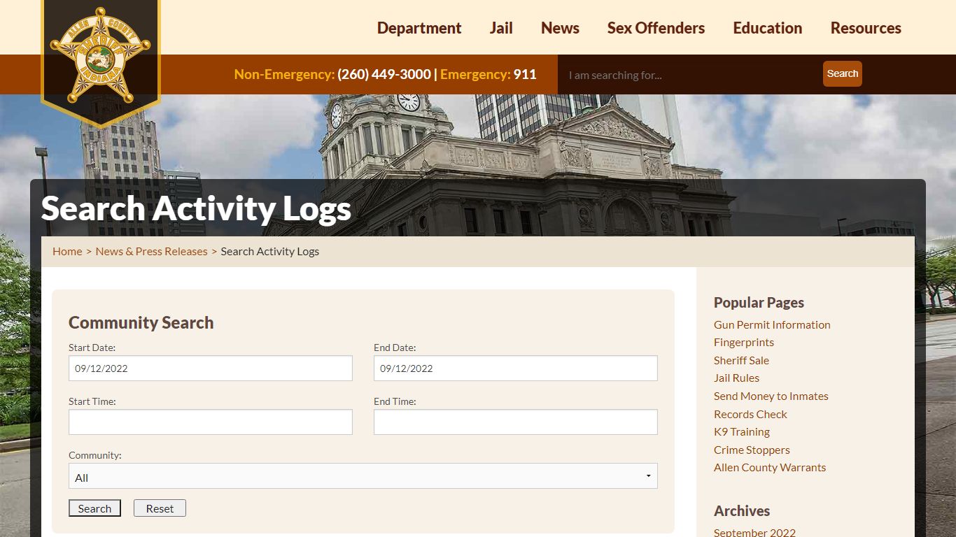 Search Activity Logs - Allen County Sheriff's Department